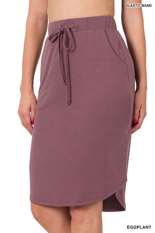 Zenana Self Tie Tulip Hem Skirt in Mocha - Online Only