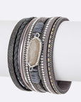 Genuine Stone Mix Media Magnetic Cuff