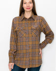 Boyfriend Fit Checker Plaid Flannel Long Sleeve Top