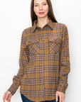 Boyfriend Fit Checker Plaid Flannel Long Sleeve Top