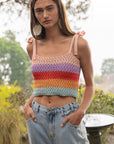 POL Tie-shoulder Sweater Crop Tank Top