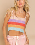 POL Tie-shoulder Sweater Crop Tank Top