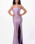 La Scala Back Lace Up Mermaid Dress with Shirring