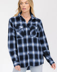 Boyfriend Fit Checker Plaid Flannel Long Sleeve