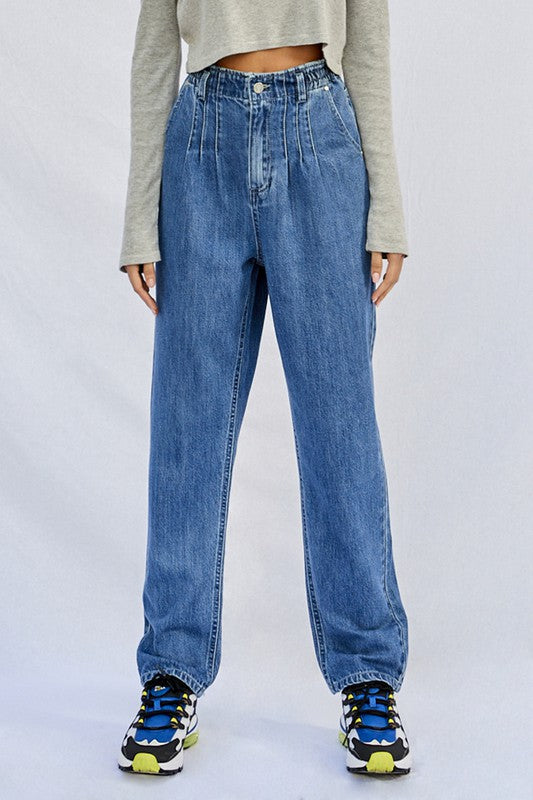 Insane Gene High Rise Pleated Mom Jeans