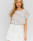 Gilli Short Sleeve Overlap Ruffle Top - Online Only