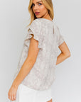 Gilli Short Sleeve Overlap Ruffle Top - Online Only