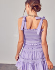 Do + Be Collection Smocked Bow Strap Top Lavender