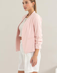 HYFVE Open Front Ruched Sleeve Blazer