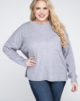 Zenana Plus Ribbed Brushed Melange Hacci Sweater