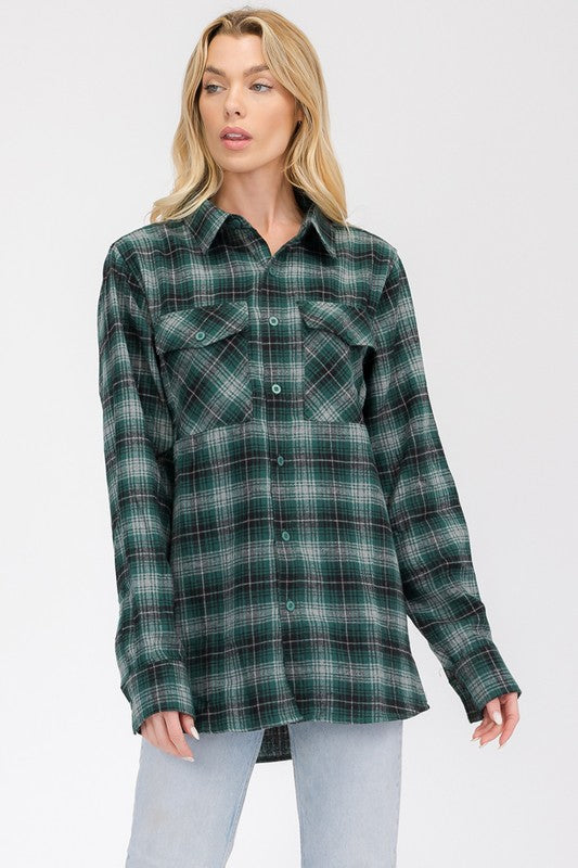 Boyfriend Oversize Plaid Flannel Long Sleeve