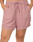 Zenana Plus Linen Drawstring Short - Online Only