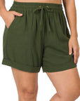 Zenana Plus Linen Drawstring Short - Online Only