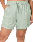 Zenana Plus Linen Drawstring Short - Online Only