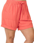 Zenana Plus Linen Drawstring Short - My Pampered Life Seattle