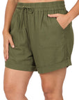 Zenana Plus Linen Drawstring Short - Online Only