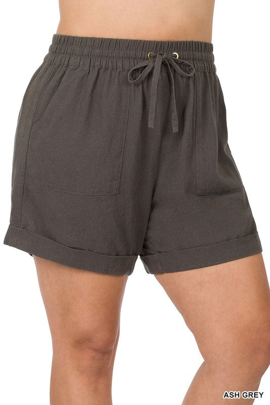 Zenana Plus Linen Drawstring Short - Online Only