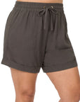 Zenana Plus Linen Drawstring Short - My Pampered Life Seattle