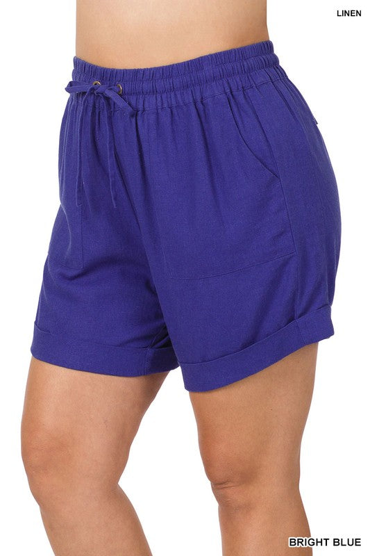 Zenana Plus Linen Drawstring Short - Online Only