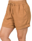 Zenana Plus Linen Drawstring Short - Online Only