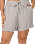 Zenana Plus Linen Drawstring Short - My Pampered Life Seattle