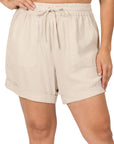 Zenana Plus Linen Drawstring Short - Online Only