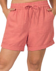 Zenana Plus Linen Drawstring Short - Online Only