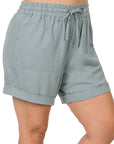 Zenana Plus Linen Drawstring Short - Online Only