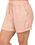 Zenana Plus Linen Drawstring Short - Online Only