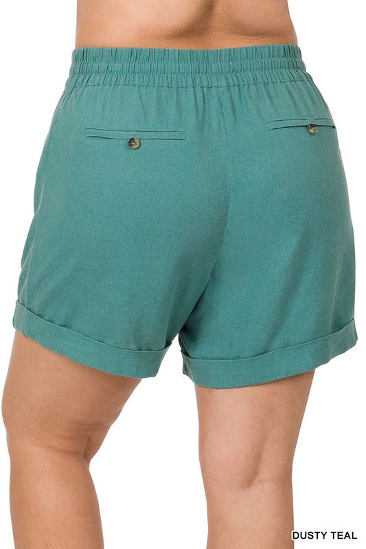 Zenana Plus Linen Drawstring Short - Online Only