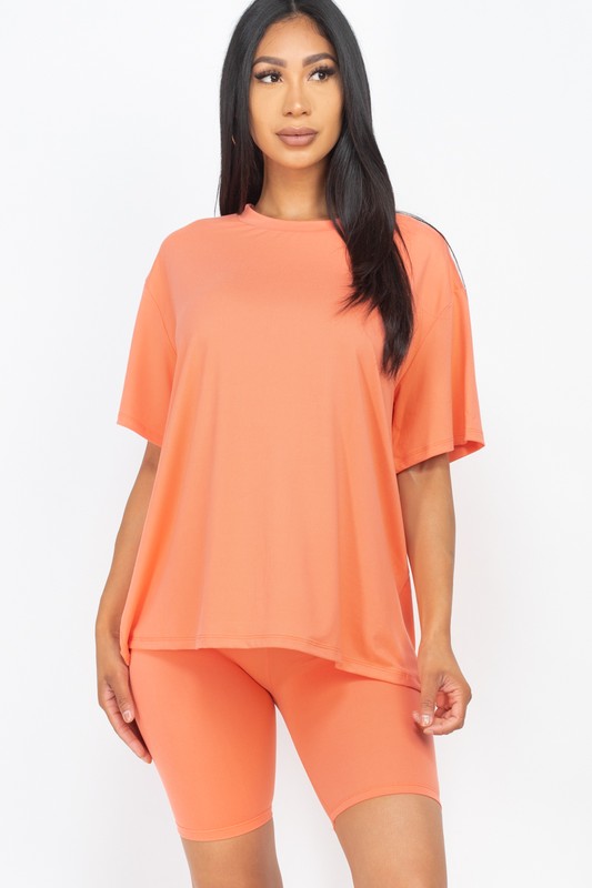 Loose Fit Top Oversize Shirt & Biker Shorts Set