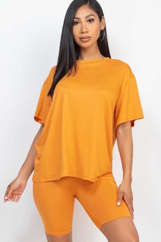 Loose Fit Top Oversize Shirt & Biker Shorts Set