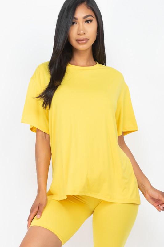 Loose Fit Top Oversize Shirt & Biker Shorts Set
