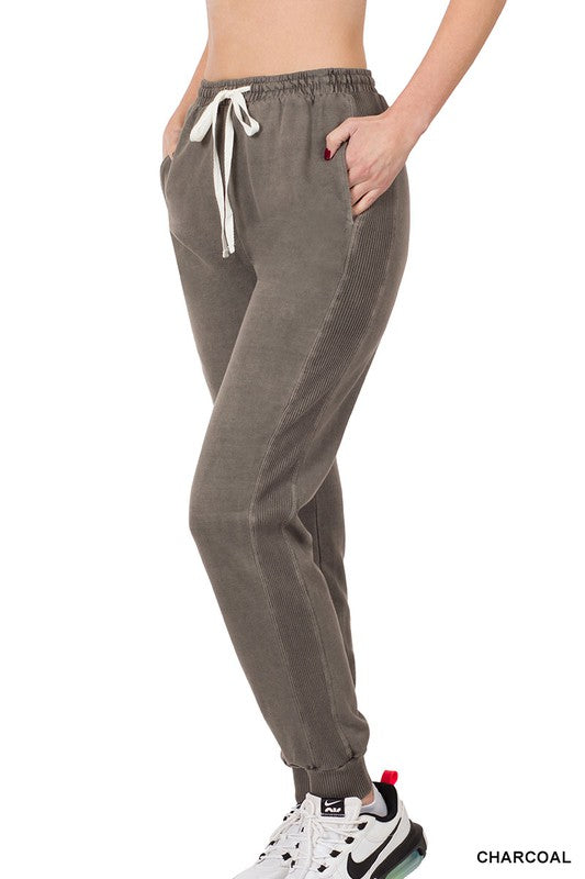 Zenana Pigment Dye Drawstring Waist Jogger Pant