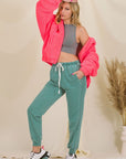 Zenana Pigment Dye Drawstring Waist Jogger Pant - Online Only