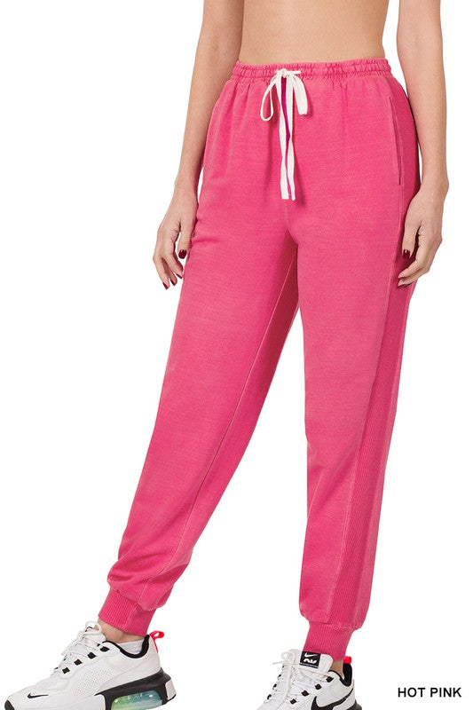 Zenana Pigment Dye Drawstring Waist Jogger Pant