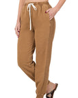 Zenana Pigment Dye Drawstring Waist Jogger Pant - Online Only