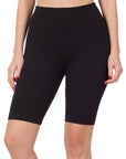 Zenana Seamless Ribbed High Waist Biker Shorts - Online Only