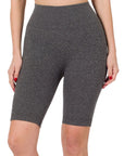 Zenana Seamless Ribbed High Waist Biker Shorts - Online Only