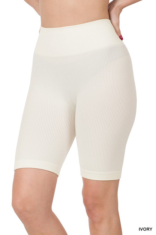 Zenana Seamless Ribbed High Waist Biker Shorts - Online Only – My