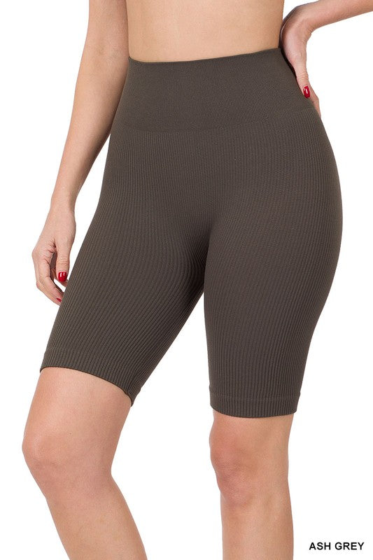 Zenana Seamless Ribbed High Waist Biker Shorts - Online Only – My Pampered  Life Seattle