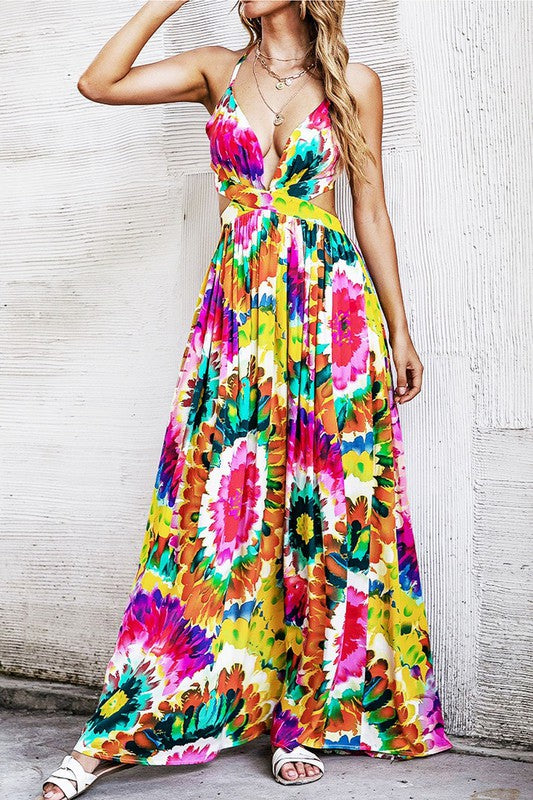Miss Sparkling Maxi Dress with Back Tie Detail