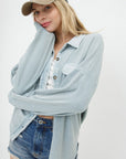 Blue B Textured Knit Shirt Jacket - Online Only