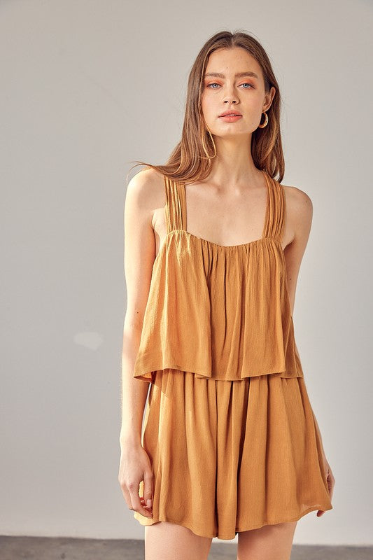 Mustard Seed Shirring Detail Romper