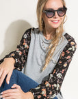 e Luna PLUS Solid and Floral Mix Casual Top