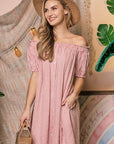 Off Shoulder Dress With Button Detail - Online Only