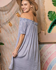 Off Shoulder Dress With Button Detail - Online Only