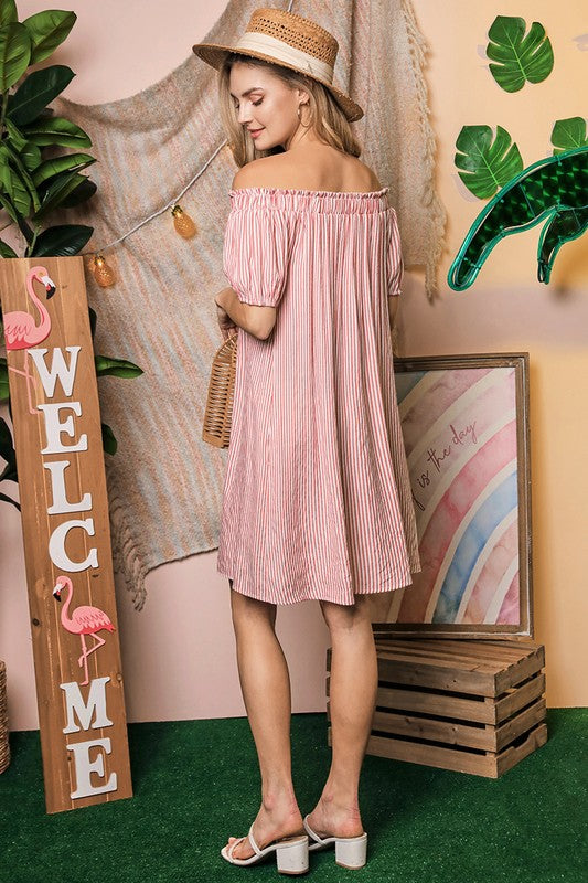 Off Shoulder Dress With Button Detail - Online Only