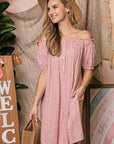 Off Shoulder Dress With Button Detail - Online Only