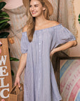 Off Shoulder Dress With Button Detail - Online Only